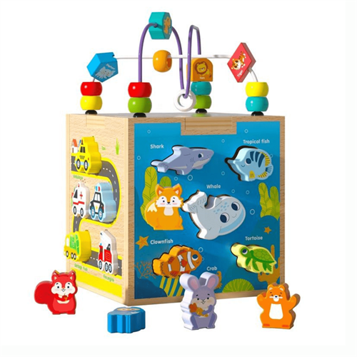 Shape Matching Wooden Bead Box Early Learning Toy for Kids