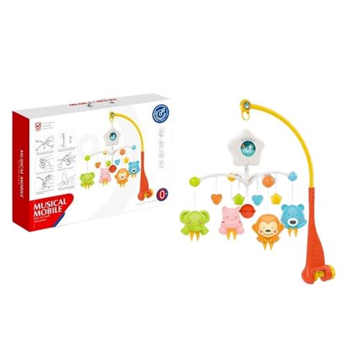 Baby Cot Mobile with Projector (HE0308) and Relaxing Music, Hanging Rotating Animals Rattles Nursery Gift Toy