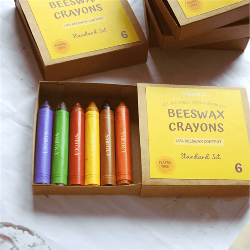 6-Piece Standard Natural 0026 Non-Toxic Handmade Organic Beeswax Crayons