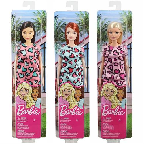 Barbie Doll with Heart-Print Dress and Platform Sneakers (T7349)