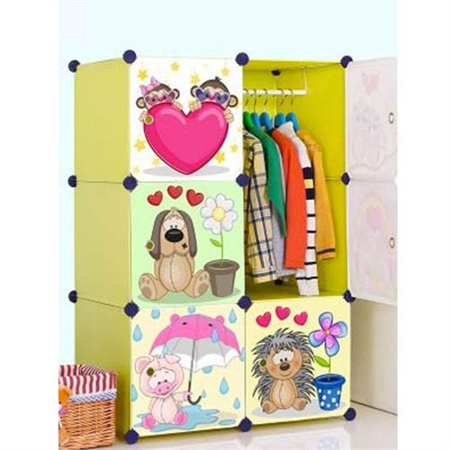 Kids' Storage Organizer - 6 Storage Cubes - Cartoon Design