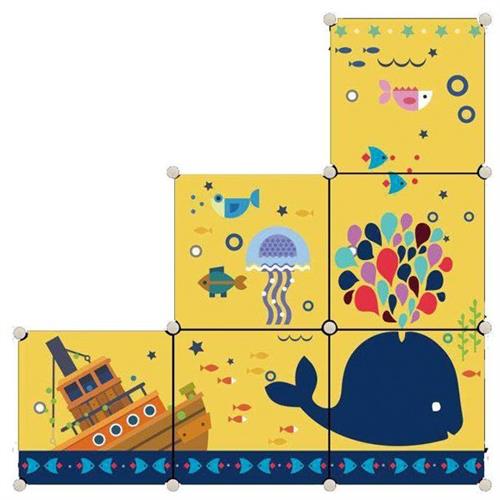 Kids' Storage Organizer - 6 Storage Cube - Yellow Steps Design