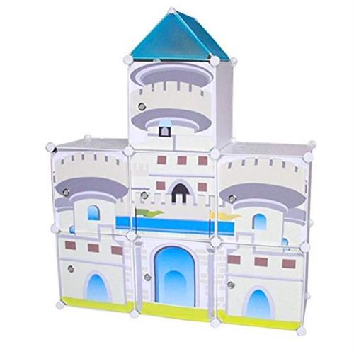 Kids' Storage Organizer - 7 Storage Cube - White 0026 Blue Castle