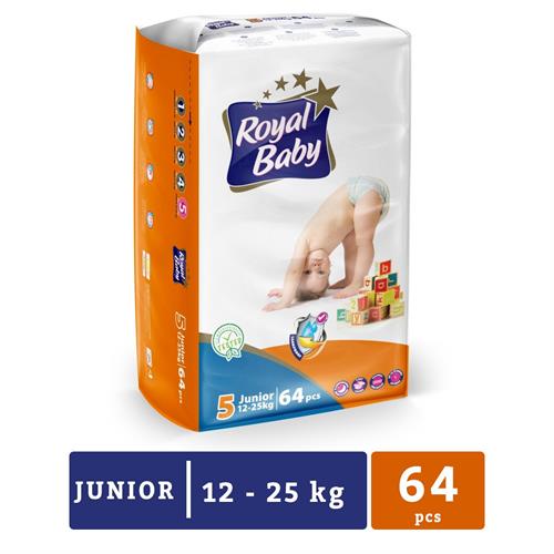 Royal Baby - Junior (12-25 KG) Baby Diapers - 64 Pc Pack