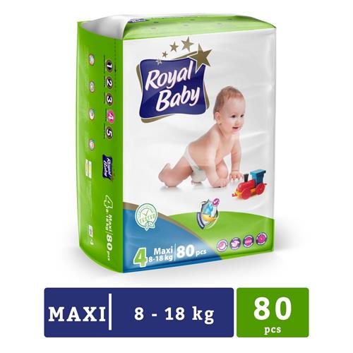 Royal Baby - Maxi (8-18KG) Baby Diapers - 80 Pc Pack