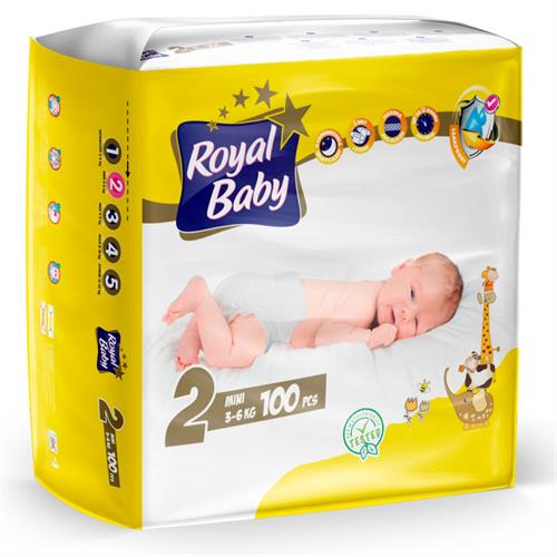 Royal Baby - Mini (3-6KG) Baby Diapers - 100 Pc Pack