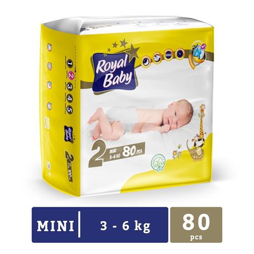 Royal Baby - Mini (3-6KG) Baby Diapers - 80 Pc Pack