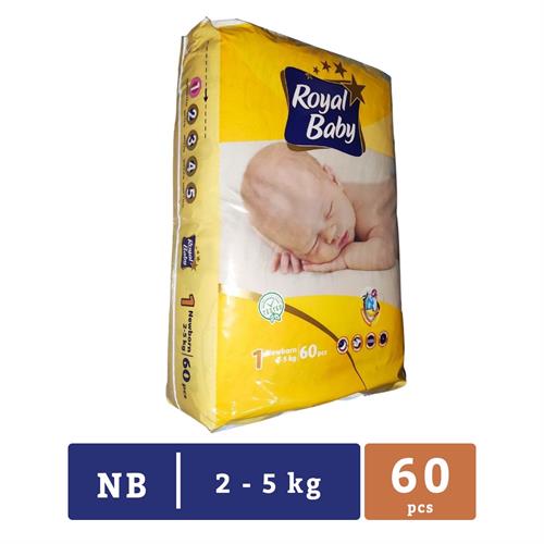 Royal Baby - New Born (2-5KG) Baby Diapers - 60 Pc Pack