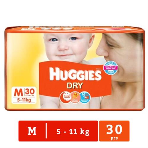 Huggies - Medium - Dry Diapers - 30 Pcs