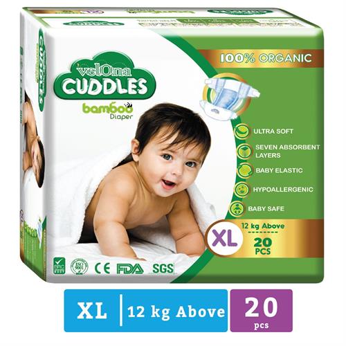 Velona Cuddles - Extra Large - Bamboo Diapers - 20 Pc Pack