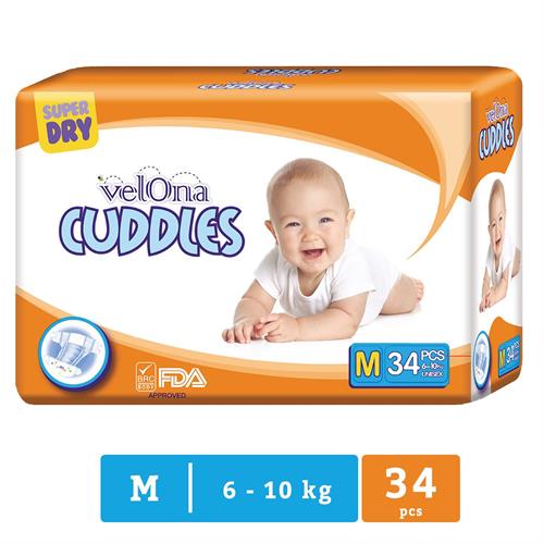 Velona Cuddles - Medium Baby Diapers - 34 Pc Pack