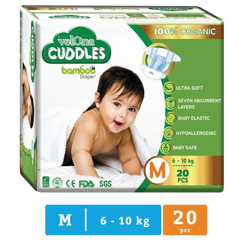 Velona Cuddles - Medium - Bamboo Diapers - 20 Pc Pack