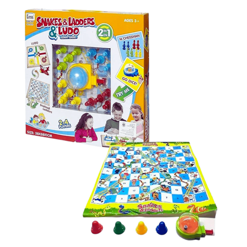 2-in-1 Snake 0026 Ladder and Ludo Game Set (Ages 3+) - 2-4 Players