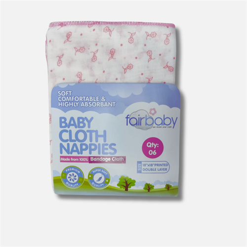 Fairbaby 18'' x 18'' Bandage Cloth Fabric Printed Nappies (6 Pcs)