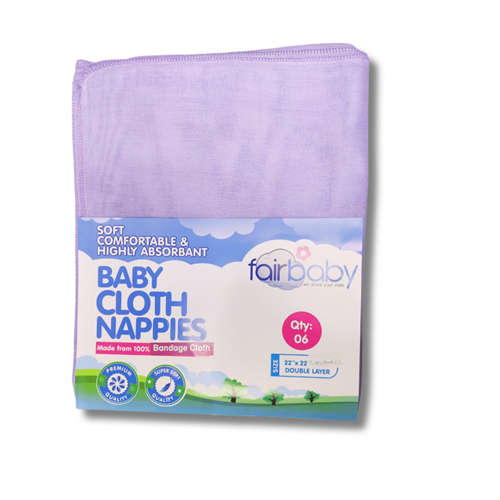 Fairbaby 22 x 22 inch Bandage Cloth Fabric Nappies-Colour (6 Pcs)
