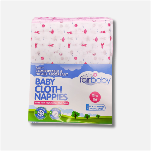 Fairbaby 22 x 22inch Mull Fabric Nappies (6 Pcs)