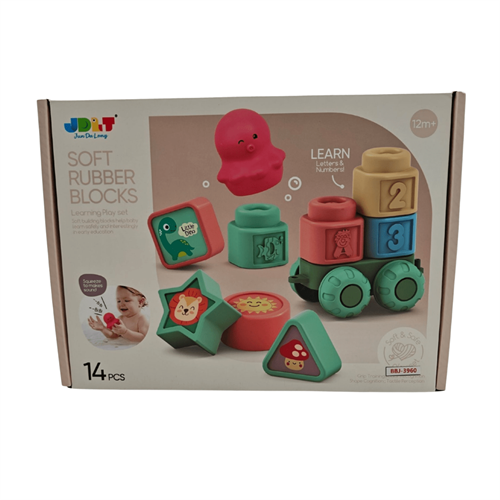 2 in 1 Soft Rubber Building Blocks Set For Kids 12 Months+