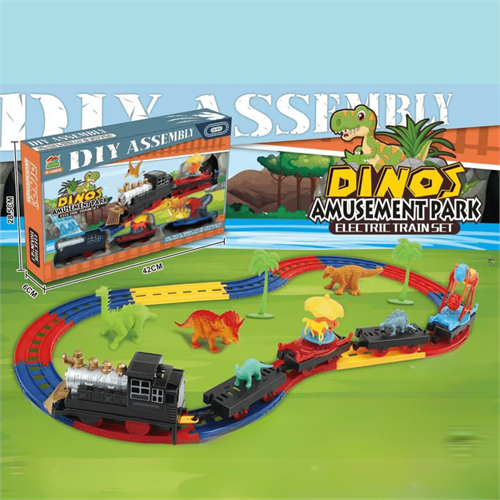 24 Pcs Dino Amusement Park Train Set