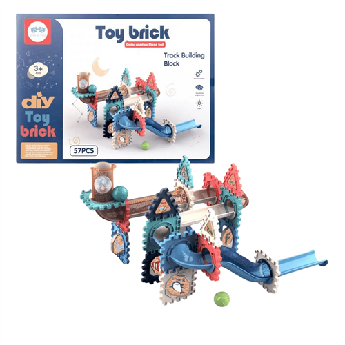 57 pcs DIY Toy Brick 3D Building 0026amp; Design Blocks Ball Slide Set