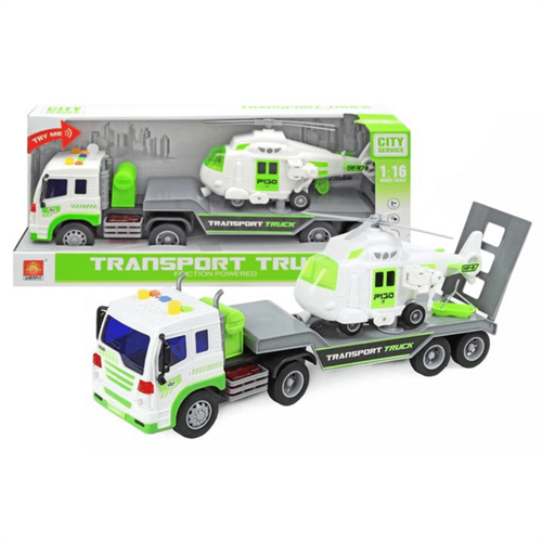 Battery Operated Transport Truck with Helicopter (3+)