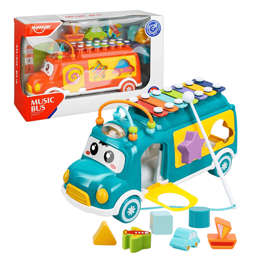Music Bus Xylophone with 7pcs Puzzle Blocks