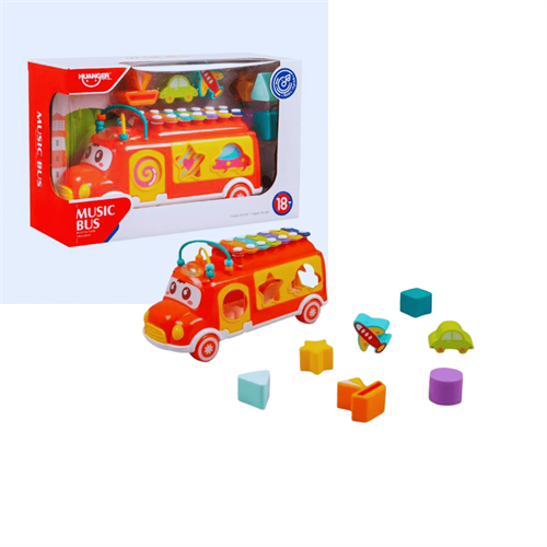 Music Bus Xylophone with 7pcs Puzzle Blocks