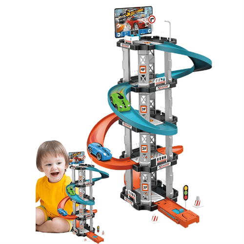 Racing Car Track Toy Set with Garage and Ramp