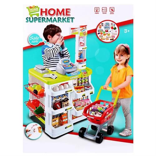 Home Supermarket Pretend Play Set Kids Play Set with trolley