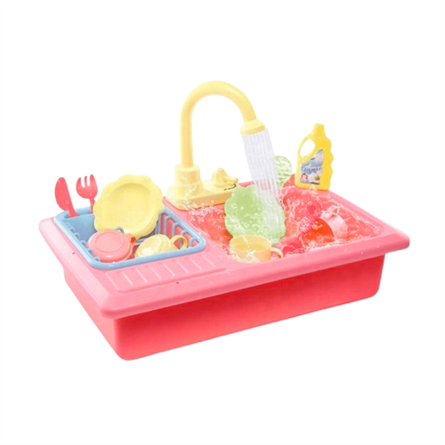 Kids Kitchen Sink Toy with Motorized Tap Real Water Circulation System