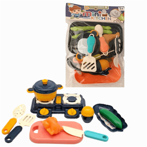 Mini Kitchen Playset Pretend Cooking Toy for Kids Ages 3+