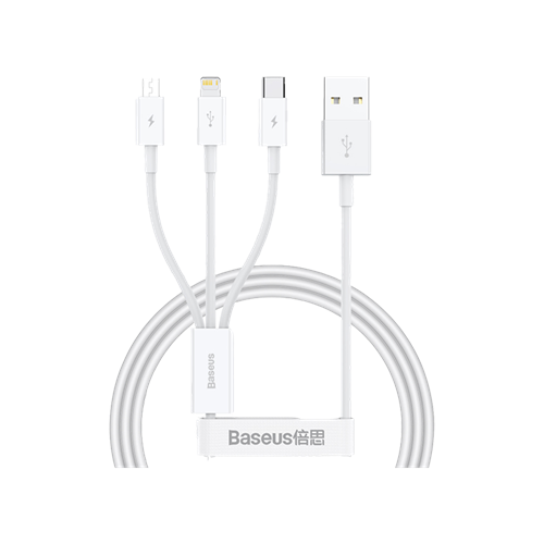 BASEUS SUPERIOR FAST CHARGING USB TO M+L+C 3.5A 1M DATA CABLE(P10320105221-00)(6m)