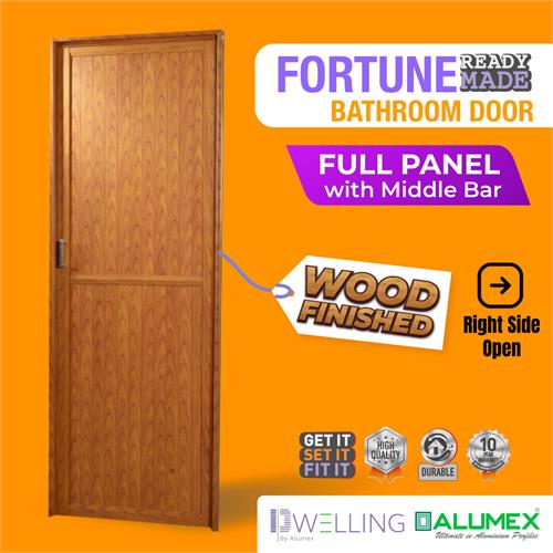 ALUMEX Fortune Bathroom Door Full Aluminium Panel With Mullion - Right Opening (ALU-FOR001WF001R)