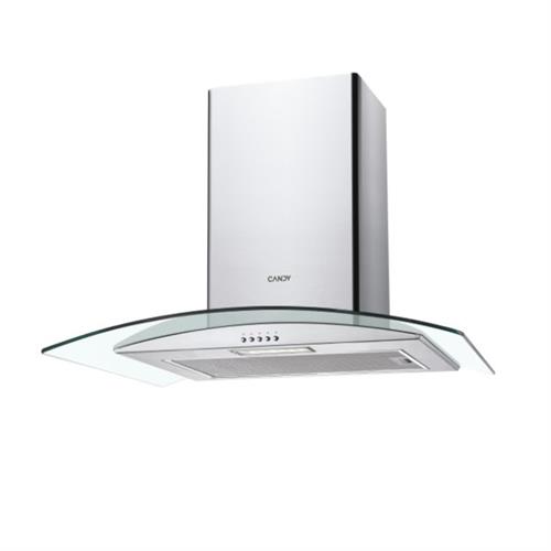 Candy 60cm Curved Glass Hood Stainless Steel + Tempered Glass