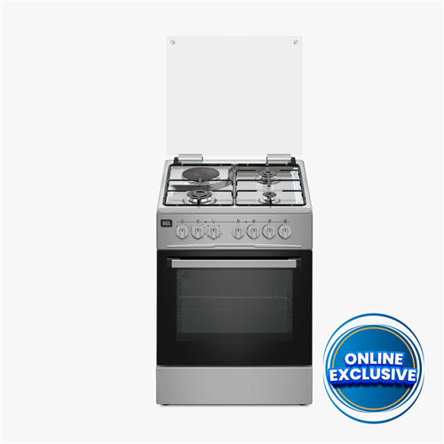 SGL 60x60 Free Standing Cooker 3 Gas Burners + 1 Electric, 70L Electric Oven