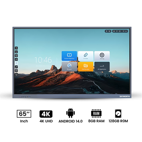 Skyworth 65" 4K UHD Smart Touch Display   Android 14   8GB+128GB SSD   Tarnish Finish