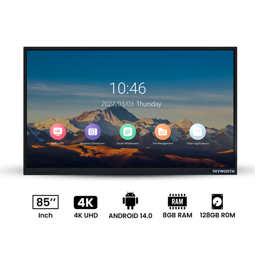 Skyworth 86" 4K UHD Smart Touch Display   Android 14   8GB+128GB SSD   Sleek Black Finish