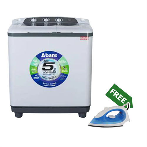 ABANS - 7KG SEMI AUTO - WASHING MACHINE + FREE DRY IRON