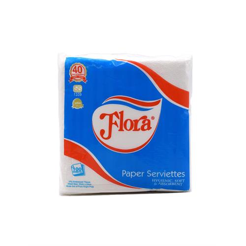 FLORA Paper Serviettes 1ply, 100s