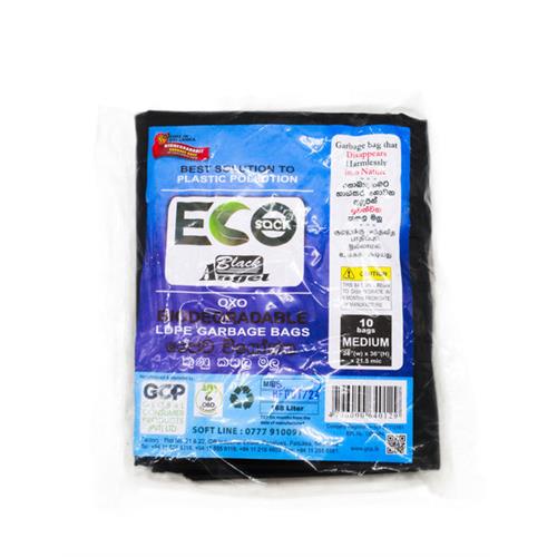 ECO SACK Medium black Garbage Bags, 24*36, LDPE