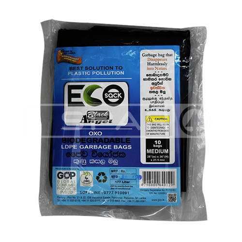 ECO SACK Medium black Garbage Bags, 24*36, LDPE