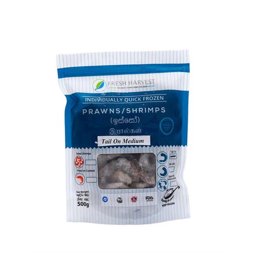 FROZEN CLEANED Tail On Prawns Medium, 500g