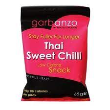 Garbanzo Dry Roasted Chickpeas Thai Sweet Chilli Low Calorie Snack 65g