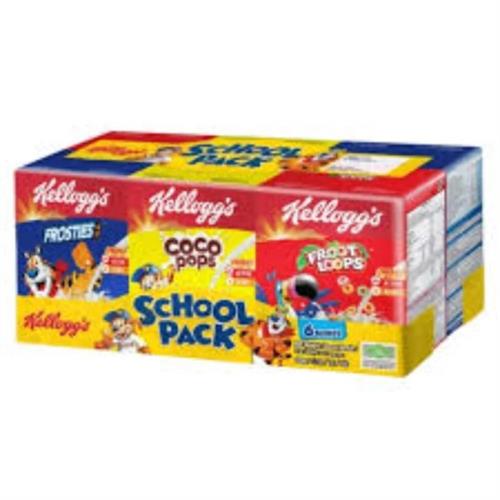 Kelloggs School pack 6 Boxes (2x Frosties 2x Coco Pops 2x FrootLoops)170g