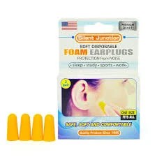 Silent Junction Soft Disposable Foam Earplugs Protection From Noise (2 Pair) One Size Fits All