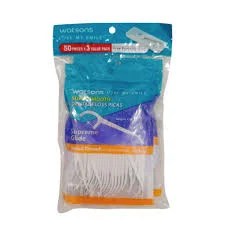 Watsons Super Smooth Dental Floss Picks (Supreme Glide) Round Thread For Tight Teeth Gap 50 Pieces