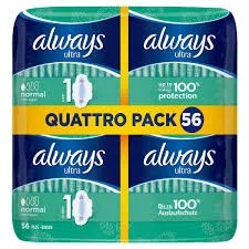 Always Ultra Day Quattro Pack Size 1 Normal Wings (56 Pads)