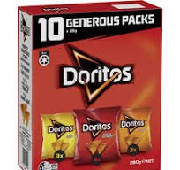 Doritos 10x 28g Generous Pack 280g (3 x Nacho Cheese, 4 x Cheese Supreme, 3 x Mexicana)