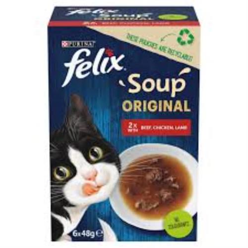 Purina Felix Soup Original With Beef, Chicken, Lamb 6 X 48g