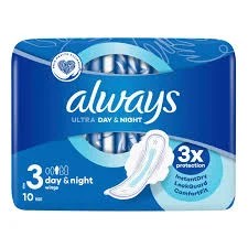 Always Ultra Day & Night 10 Pads With Wings