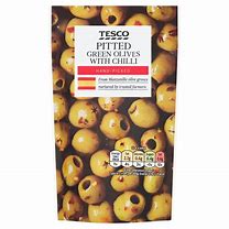 Tesco Pitted Green Olives with Chilli UK